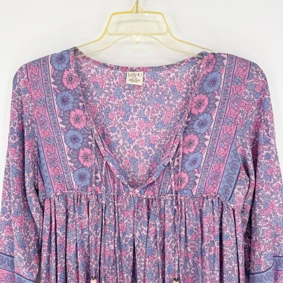 MAHLI The Label Neon Moon Boho Midi Dress In Berry Size S/M Coastal Cowgirl Glam - Picture 7 of 15